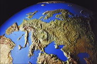 Europe on bas-relief globe